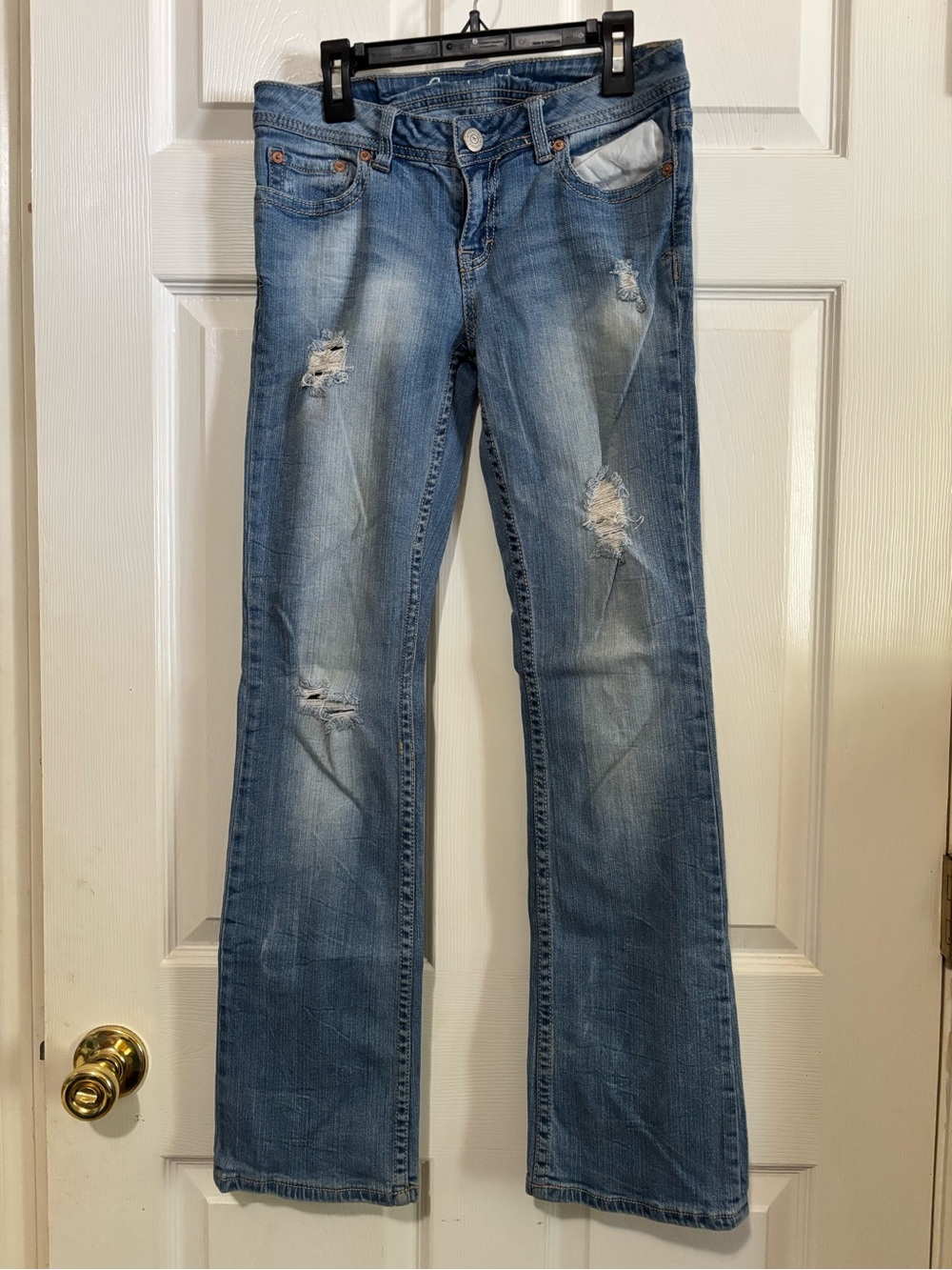 Aeropostale Light Blue Distressed Wide-Leg Jeans